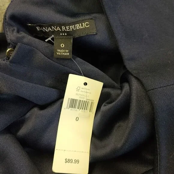 Banana Republic Navy Blue Dress sz 0 New with Tags - Picture 6 of 6